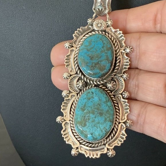 Native American Pearls Blue Necklace Pendant Ln 20 - Picture 8 of 12